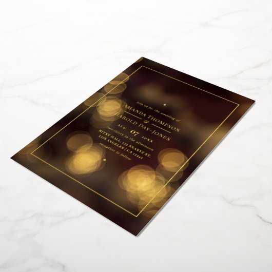 Gold Bokeh Mariage Foil Invitation (Rotation)