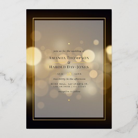 Gold Bokeh Mariage Foil Invitation (Recto)