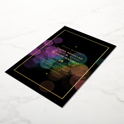 Gold Bokeh Mariage Foil Invitation (Rotation)