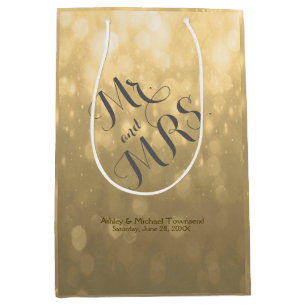 Gold Bokeh Middelgrote zak Medium Cadeauzakje