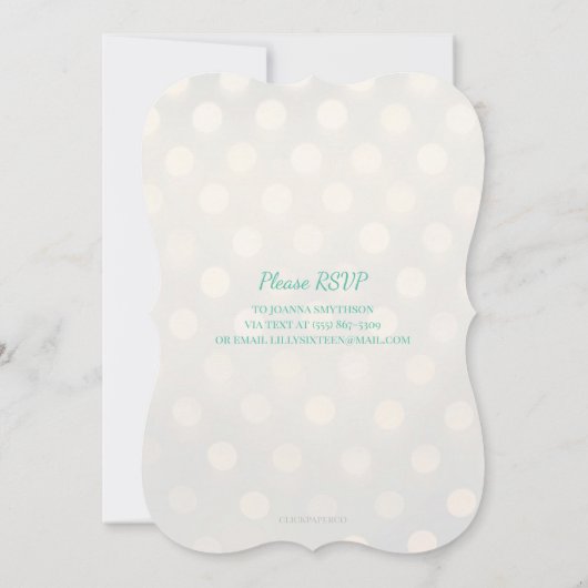 Gold Bokeh Mint Green Faux Folie 16e verjaardag Kaart (Achterkant)