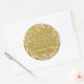 Gold Bokeh Modern Merry Kerstmis Ronde Sticker (Envelop)