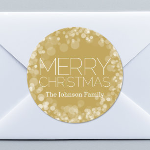 Gold Bokeh Modern Merry Kerstmis Ronde Sticker
