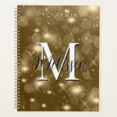 Gold Bokeh Modern Monogram Sparkle Planner (Voorkant)