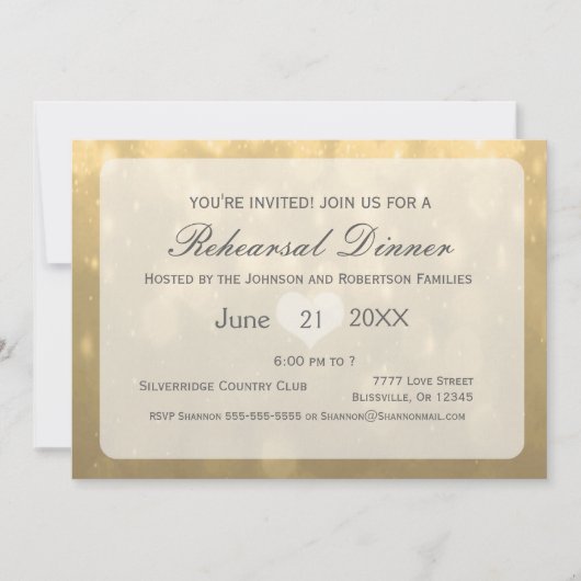 Gold Bokeh | repetitief diner Kaart (Voorkant)