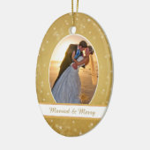 Gold Bokeh Star Lijst Eerste kerstbruiloft Keramisch Ornament (Links)