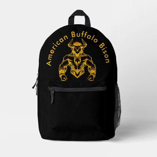Gold Bold Bison grafisch ontwerp Bedrukte Rugzak (Voorkant)