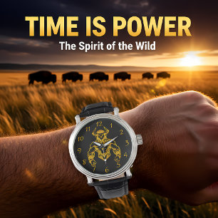 Gold Bold Bison grafisch ontwerp Horloge