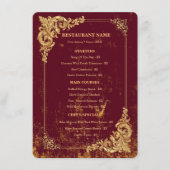Gold Bordeaux Editable Menu with QR Code (Voorkant)