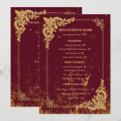 Gold Bordeaux Editable Menu with QR Code (Voorkant / Achterkant)