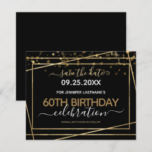 Gold Border 60th Birthday Save the Date Budget