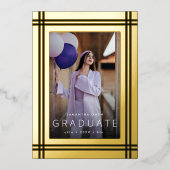 Gold Border Afstuderen Folie Uitnodiging (Voorkant)