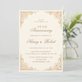 Gold Border Beige 50ste bruiloft Jubileum Kaart (Staand voorkant)