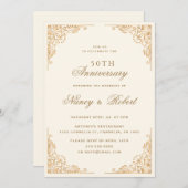 Gold Border Beige 50ste bruiloft Jubileum Kaart (Voorkant / Achterkant)