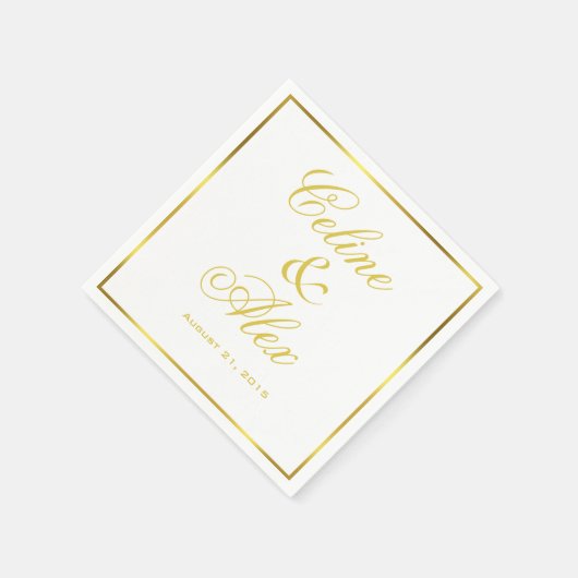 Gold Border Cocktail Kies uw achtergrondkleur Servet (Hoek)