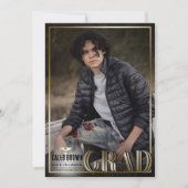 Gold Border Duo Grad Graduation Faire-part photo (Devant)