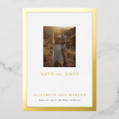 Gold Border Modern Gallery Lijst Save the Date Folie Uitnodiging (Voorkant)