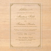Gold Border Muslim Wedding Acryl Uitnodigingen (Voorkant)