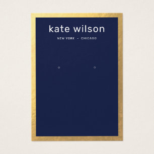 Gold Border Navy Blue Earring Display Card Visitekaartje