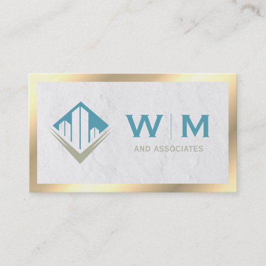 Gold Border Property Monogram Visitekaartje (Voorkant)