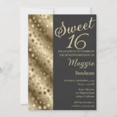 Gold Border Sweet 16 Invitation (Devant)