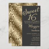 Gold Border Sweet 16 Invitation (Devant / Derrière)