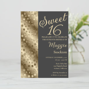 Gold Border Sweet 16 Invitation