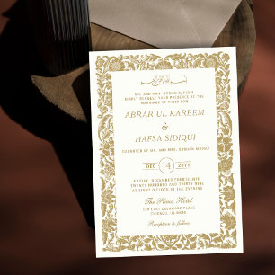 Gold Bordered Elegant Trouwpaar Monogram Kaart