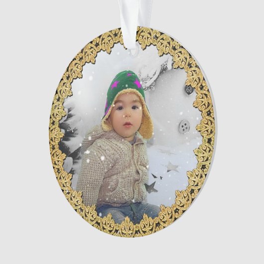 Gold Bordered, persoonlijk kerstversiering Ornament (voorkant)