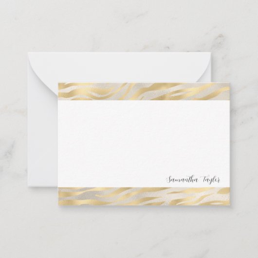 Gold Borders Script Personalized Flat Note Cards Notitiekaartje (Voorkant)