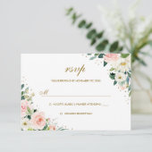 Gold Botanical Blush Floral Wedding RSVP (Debout devant)