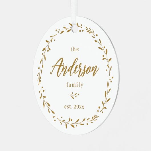 Gold Botanical Custom-reeks - Kerstmis met kalligr Metalen Ornament (Voorkant links)