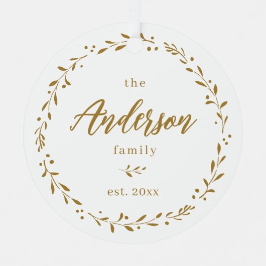 Gold Botanical Custom-reeks - Kerstmis met kalligr Metalen Ornament (Voorkant)
