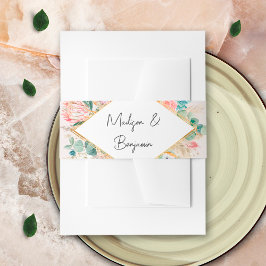 Gold Botanical Eucalyptus Pampas Grass Wedding Uitnodigingen Wikkel