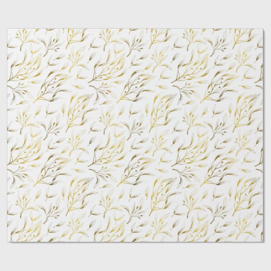 Gold Botanical Fstromend Branches Cadeaupapier (Vlak)