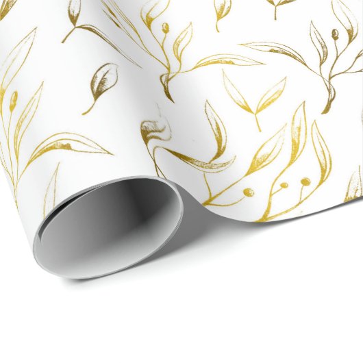 Gold Botanical Fstromend Branches Cadeaupapier (Rol Hoek)