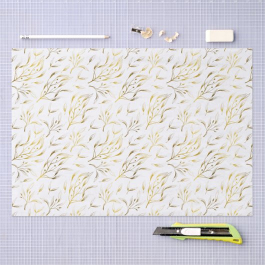 Gold Botanical Fstromend Branches Tissuepapier (Craft)