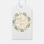 Gold Botanical Green Leaf Wreath Rustic Wedding Cadeaulabel (Achterkant)