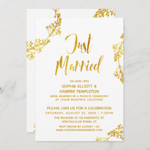 Gold Botanical Just getrouwde Post Wedding Event Kaart