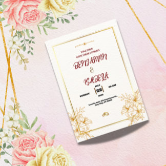 Gold Botanical Wedding invitation