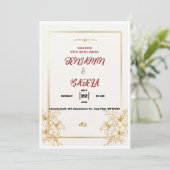 Gold Botanical Wedding invitation Kaart (Staand voorkant)