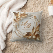 Gold Botanical Wedding Monogram Throw Pillow Kussen (Deken)