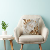 Gold Botanical Wedding Monogram Throw Pillow Kussen (Stoel)
