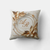 Gold Botanical Wedding Monogram Throw Pillow Kussen (Achterkant)