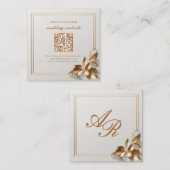 Gold Botanical Wedding Registry QR Code Informatiekaartje (Voorkant / Achterkant)