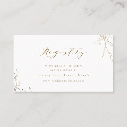 Gold botanische crème monogram brudal Registratiek Plaatskaartje (Voorkant)