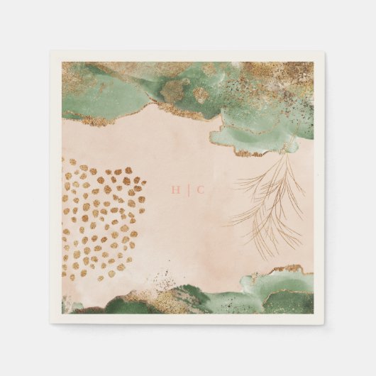 Gold Botanische Eucalyptus Moderne Greenery Abstra Servet (Voorkant)