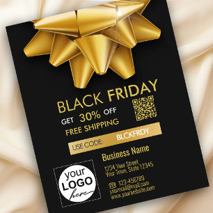 Gold Bow Black Friday Sale QR Code Korting Flyer