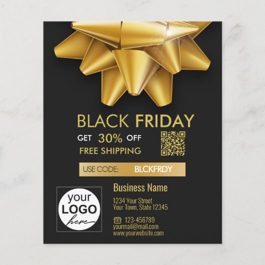Gold Bow Black Friday Sale QR Code Korting Flyer (Voorkant)