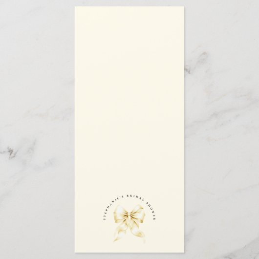 Gold Bow Bridal Shower Menu Card (Dos)